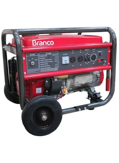 Gerador de Energia a Gasolina Mono 6,5 Kva 220/127 com AVR e Kit Rodas Partida Manual - B4T-8000 - Branco