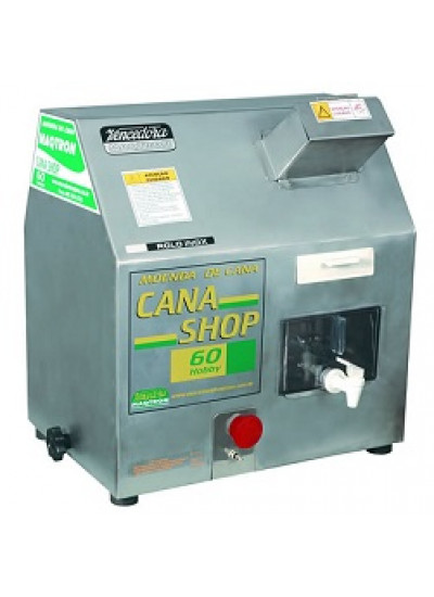 Moenda de cana "CANA SHOP 60", motor 1/2 CV 110V 3 rolos e eixos de ferro - Maqtron